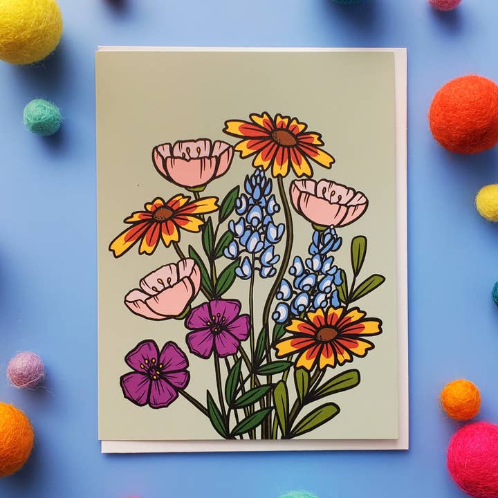 Wildflowers Card - Recycled, Eco-Friendly, everyday, floral for wholesale by Shawna Smyth Studio