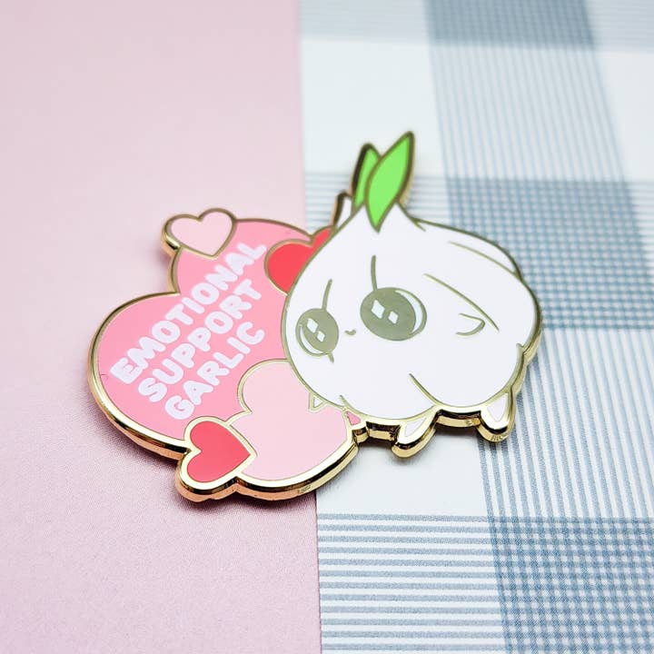 Toku Arts - Wholesale Lapel Pin/Button - Emotional Support Garlic Enamel Pin