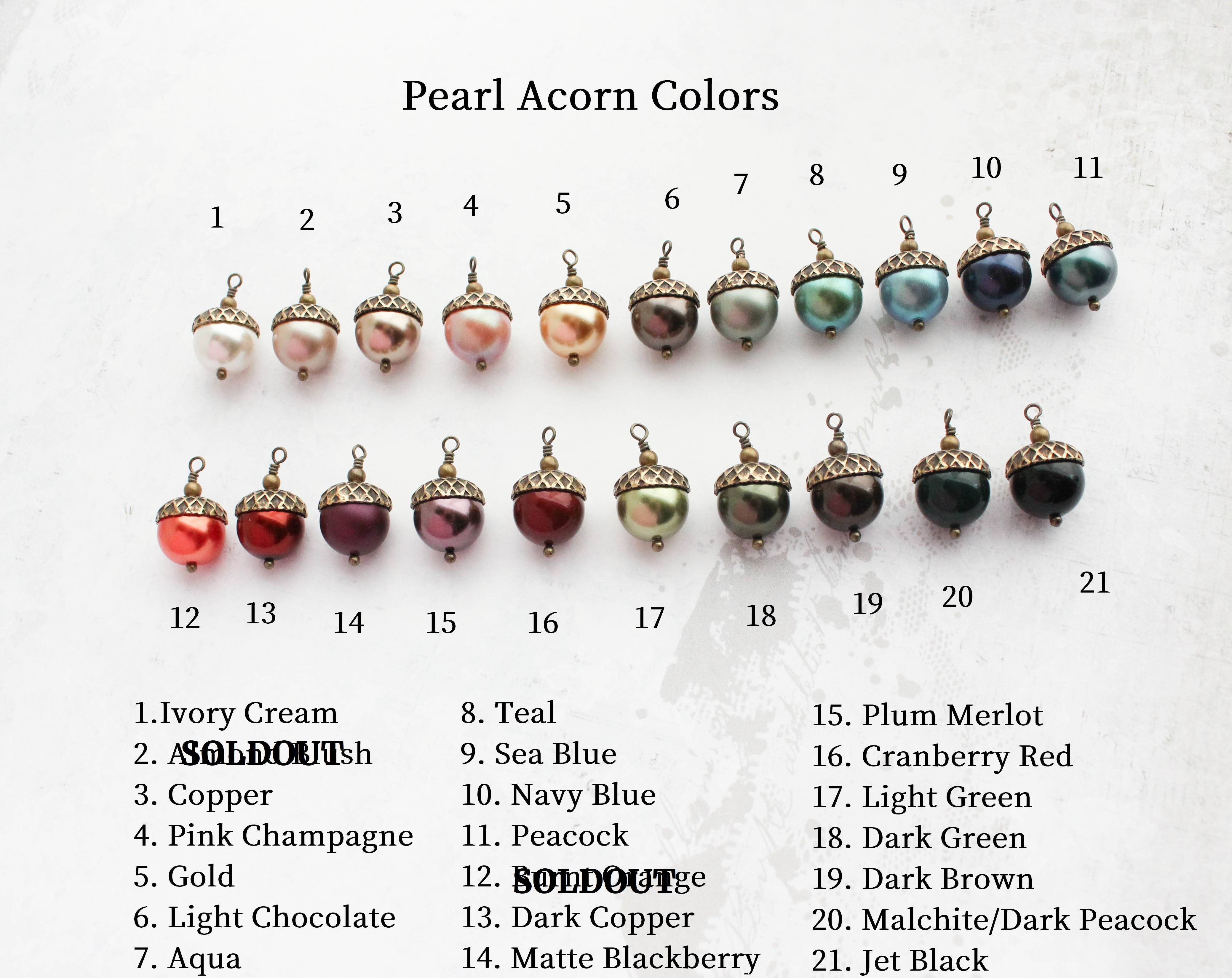 A Pocket of Posies - Wholesale Dangle Earrings - Pearl Acorn Earrings (21 Colors) - ANTIQUED BRASS6
