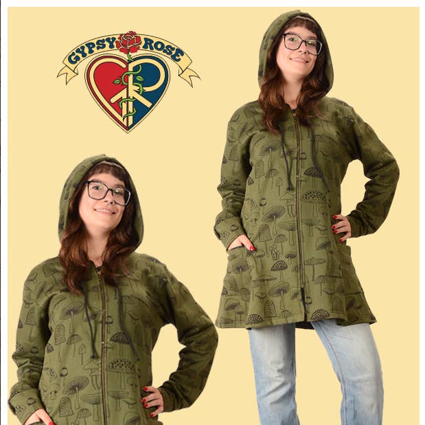 Cotton Mushroom Print Heavy Weight Jacket for wholesale by Gypsy Rose