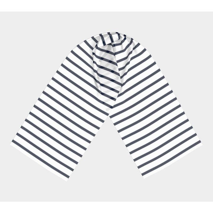 Striped Long Scarf - Navy on White for wholesale by SummerTies