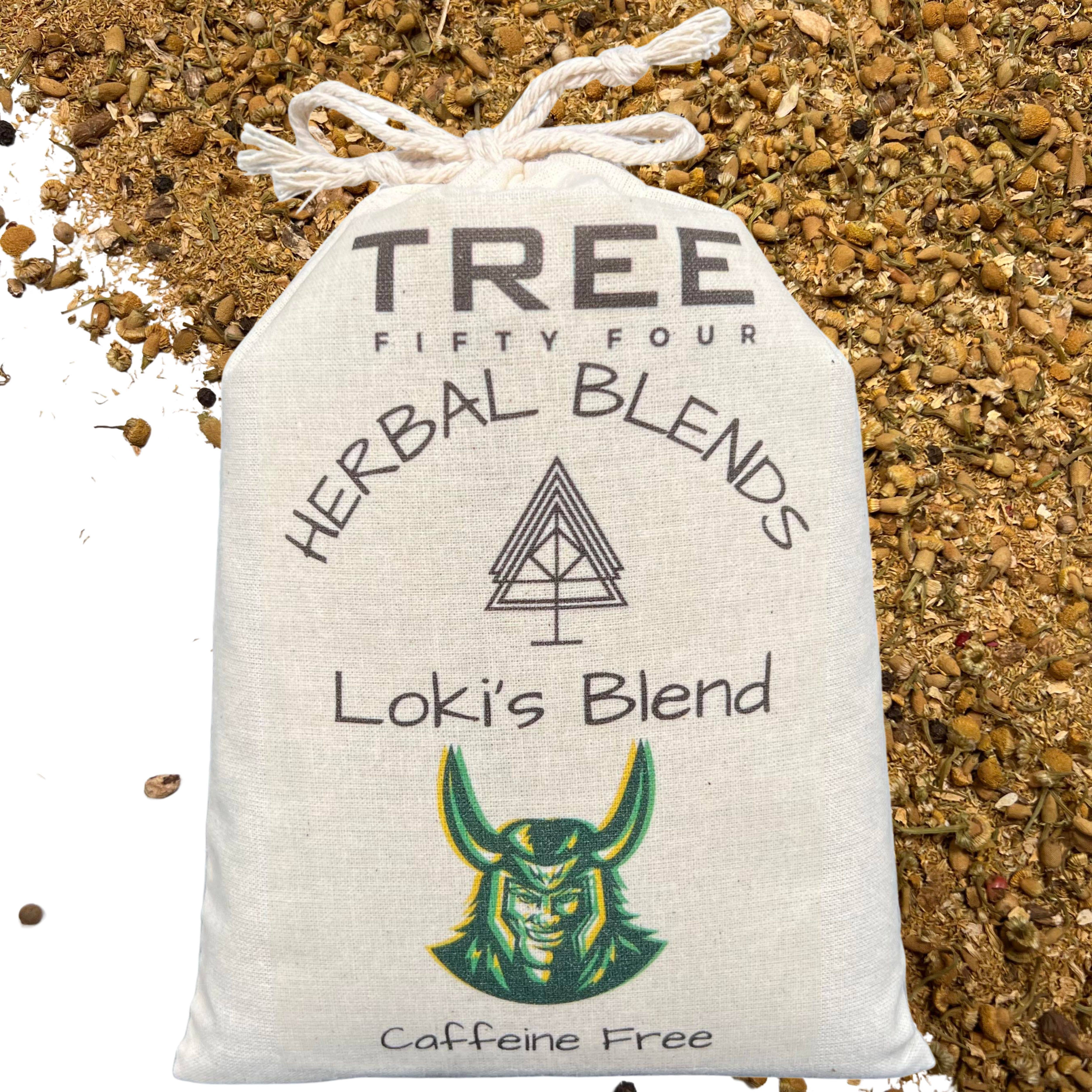 Tree Fifty Four - Wholesale Loose Tea - Loki's Herbal Tea Blend 6-Pack Sachet Set | 3.5" x 4.75"3