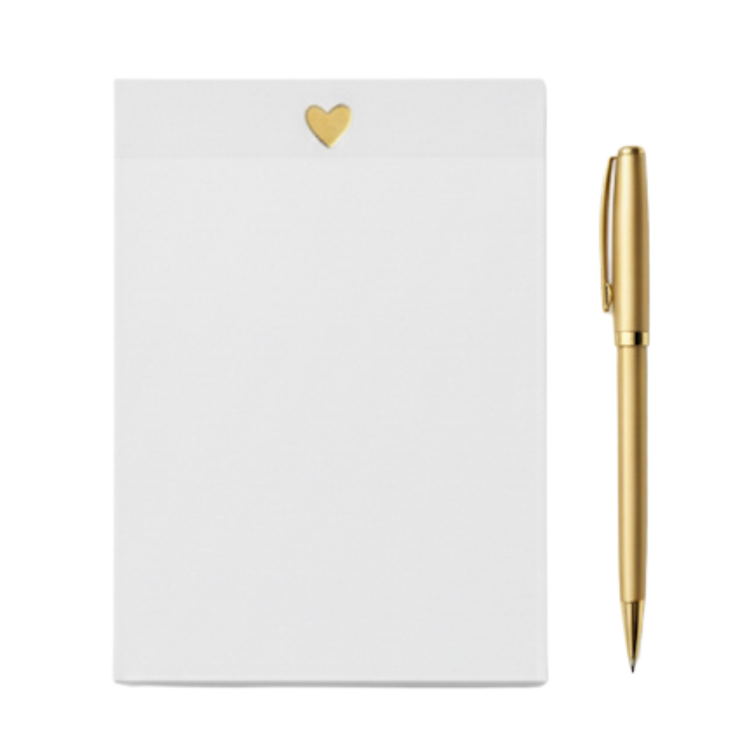 Giften Market - Wholesale Notepad - Tall Heart Sticky Note Pad - Gold Foil Design - Office Chic1