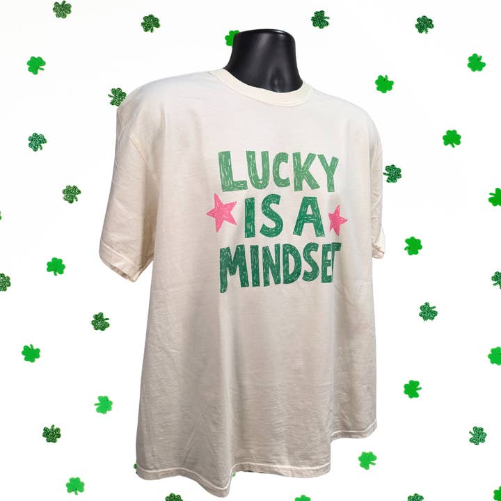 Lucky Is A Mindset St Patricks Day T-Shirt, Inspirational Irish Celebration Gift for wholesale by Pyramid Printing & Promotional