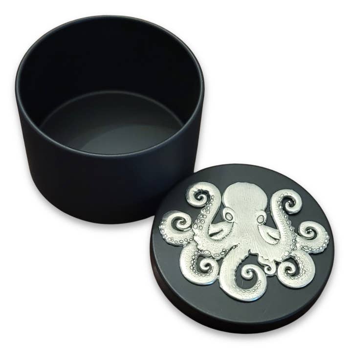 Octopus Pewter Medallion Tin Box - Handmade in USA for wholesale by Lucina K.
