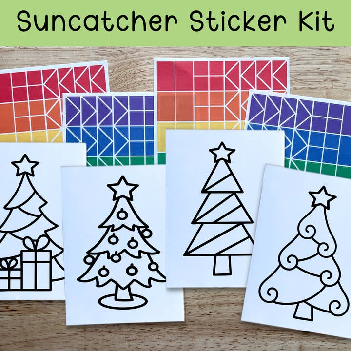 Kit de bricolage d'autocollants Suncatcher en forme de sapin de Noël pour enfants pour la vente par Calenlou Crafts