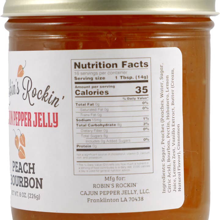 Robin’s Rockin’ Cajun’ Pepper Jelly - Wholesale Jam/Jelly - Robin's Rockin' Cajun Peach Bourbon Pepper Jelly