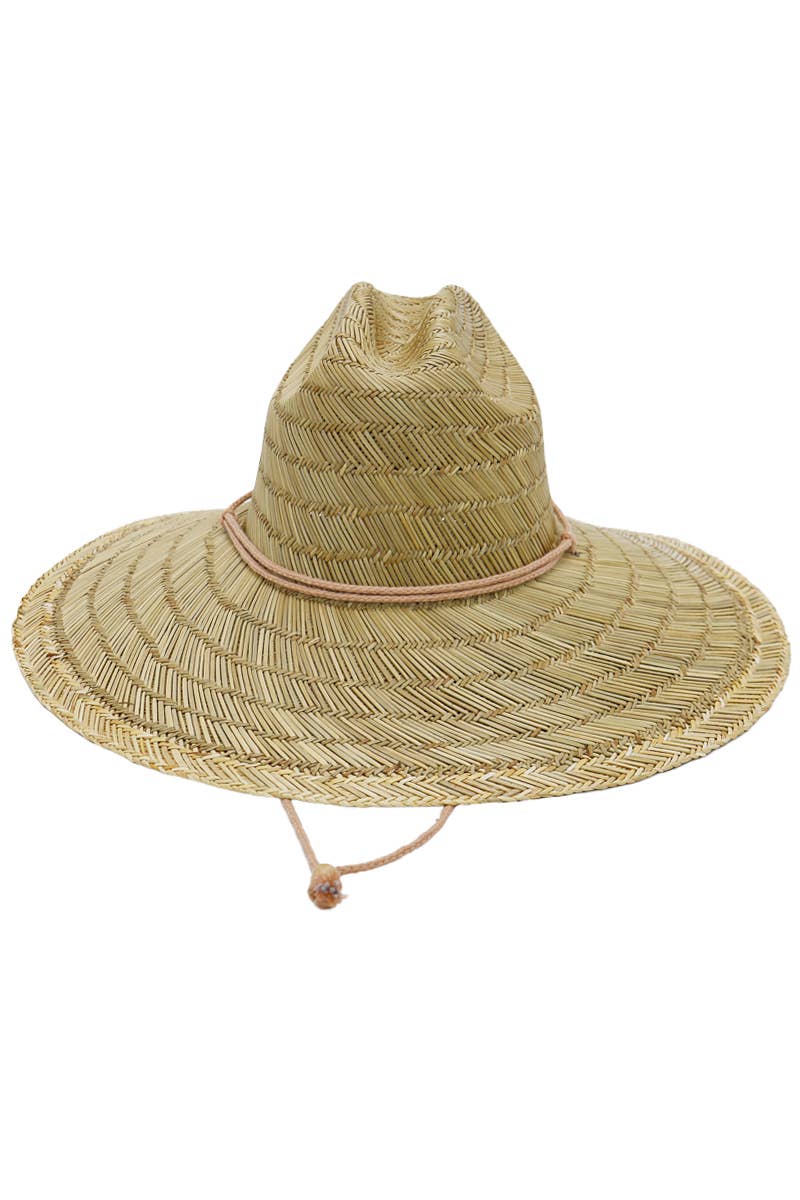 Natural Wide Dome Brim Rush Straw Woven Lifeguard Hat for wholesale on Faire5