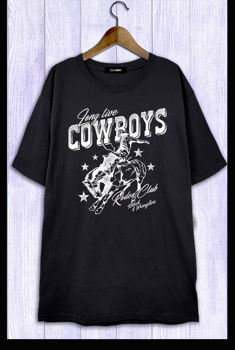 2&moon – wholesale Screen printed t-shirt – Women′s – Oversized Long Live Cowboys Graphic Tee 2