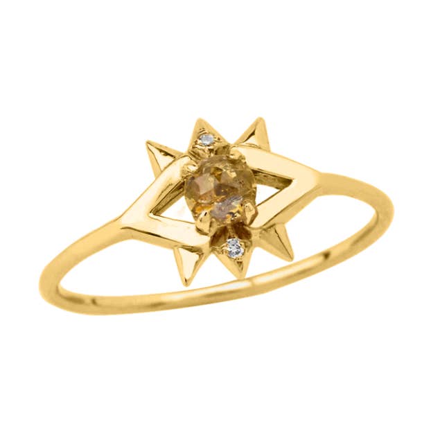 14K massiver gelber Diamant-schützender Augenring für den Großhandel von Kabartsy Jewelry