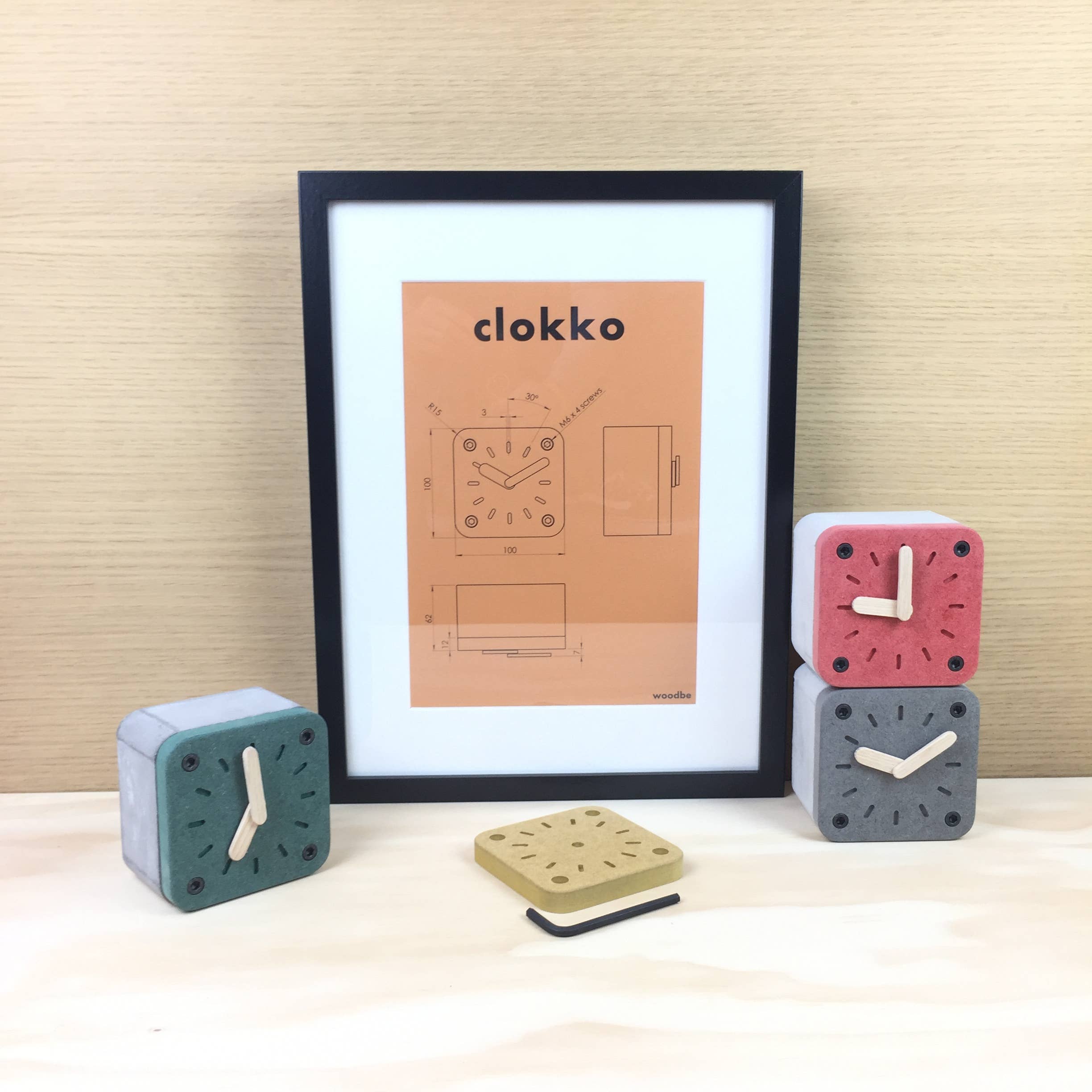 Woodbe - Wholesale Bureauklok - Klok van beton en hout in industriële stijl3