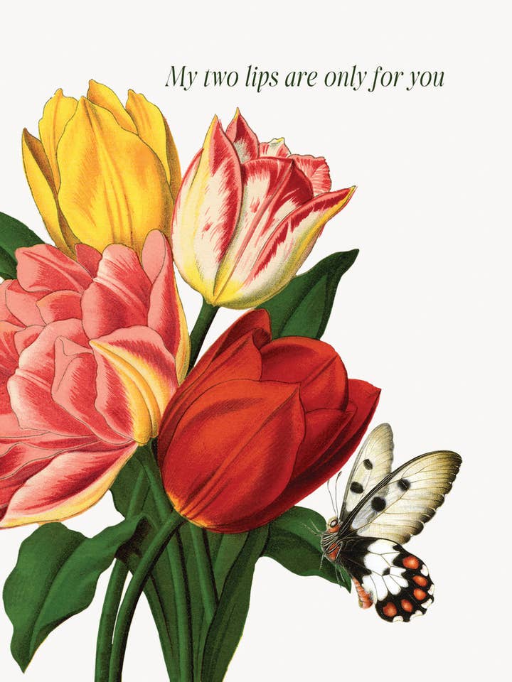 Le mie due labbra sono solo per te Biglietto d'auguri A2 per la vendita all'ingrosso da parte di P. Flynn Design / Phun House
