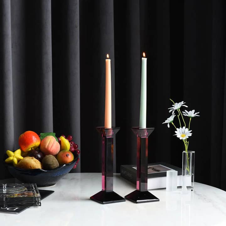 Lainy Home – wholesale Candle holder – Pair of 9” Classy Crystal Candlesticks4