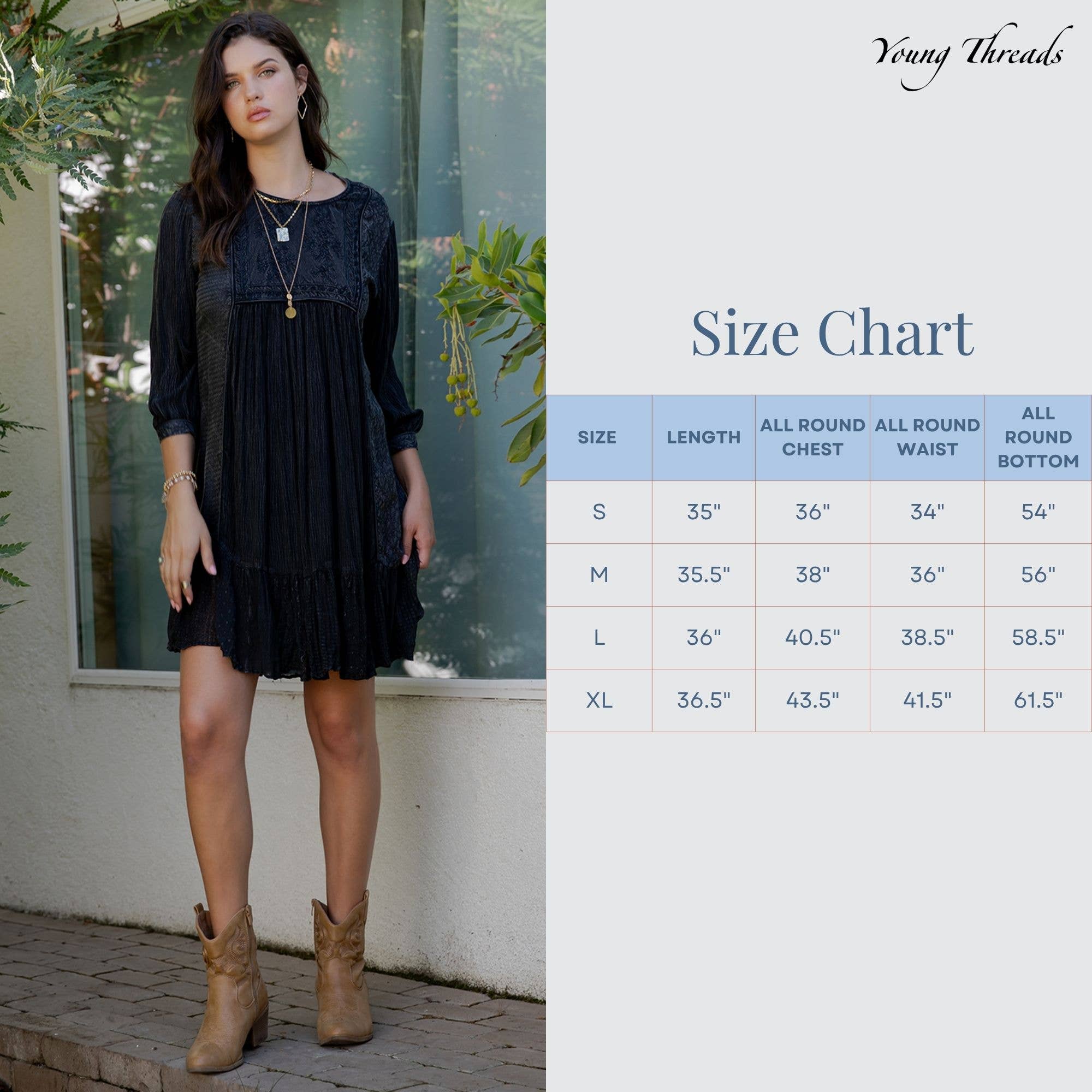 Charcoal Boho Embroidered Ruffle Hem Babydoll Dress ALSO IN PLUS for wholesale on Faire12