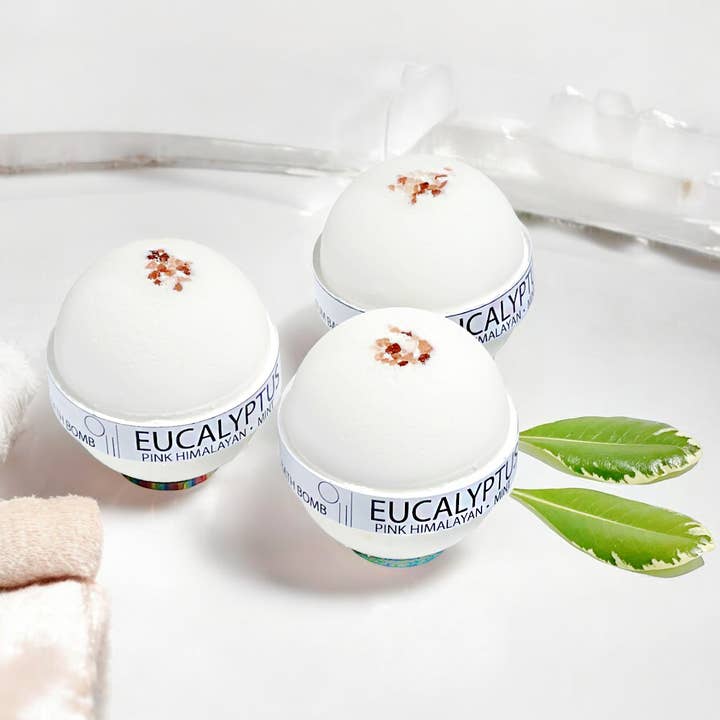Pure Drop - Wholesale Bath Bomb/Fizz - Eucalyptus Mint & Himalayan Salt Large Bath Bomb - 8oz