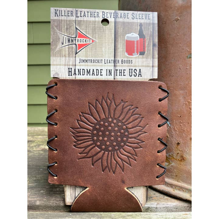 Jimmyrockit - Wholesale Drink Huggers & Koozies - Leather Koozie - Sunflower