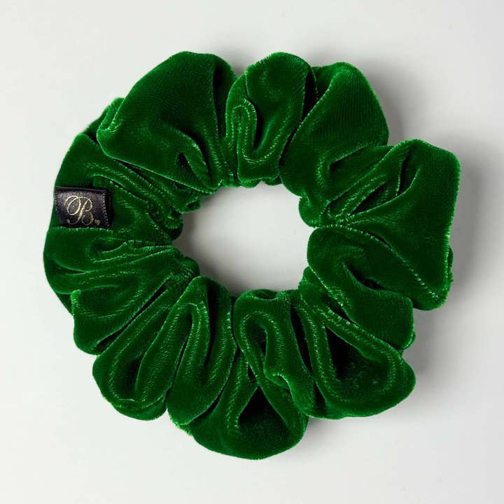 Microvelvet Scrunchie in Green Goddess for wholesale by B. LUVV & CO.