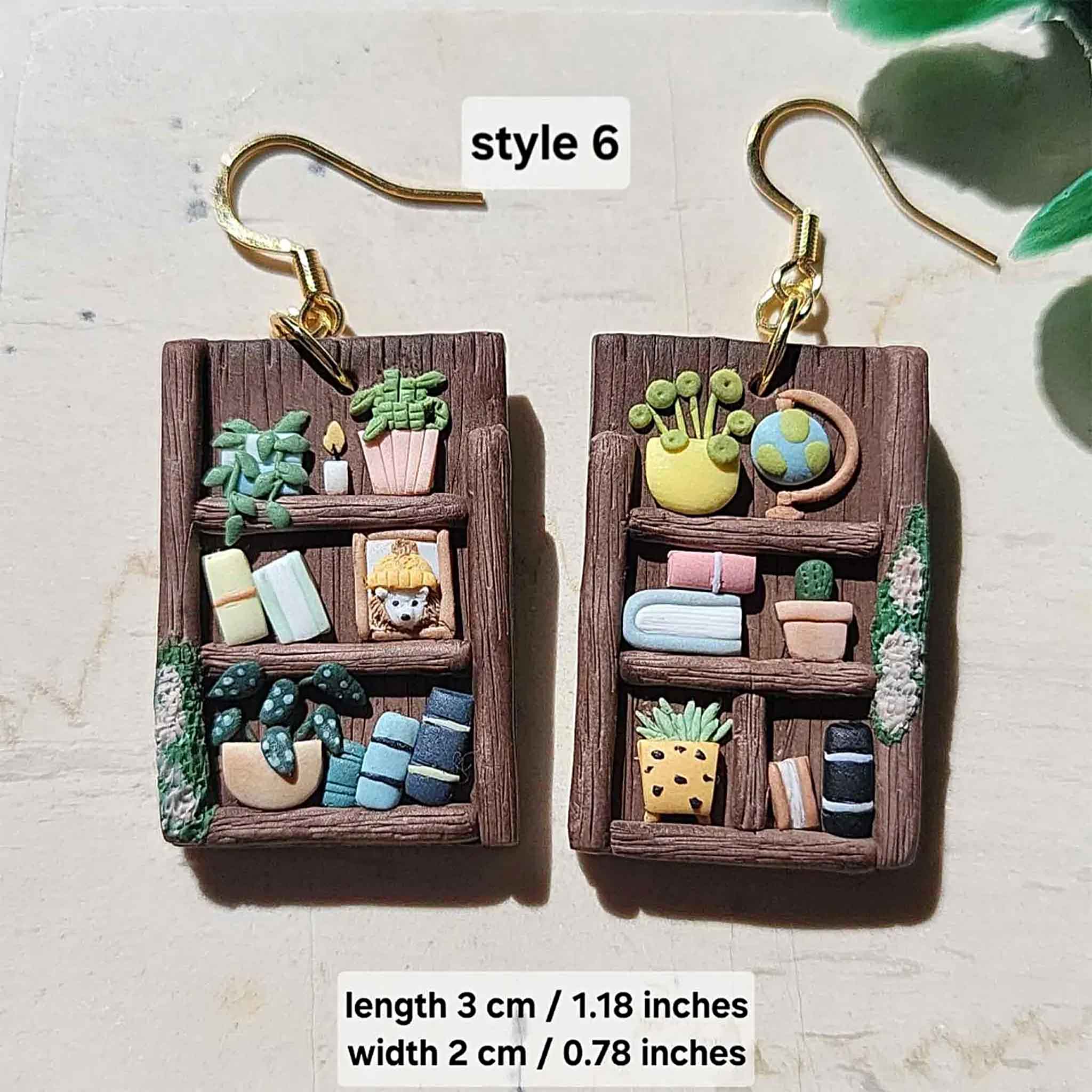 NoomCottageClay - Wholesale Dangle Earrings - Cottagecore Bookshelf Earrings • Cute Plant Jewelry 10