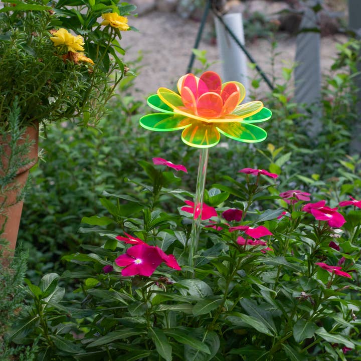 The Colored Petal – wholesale Suncatcher – Neon rainbow flower stake | Cosmos Lotus handmade gifts