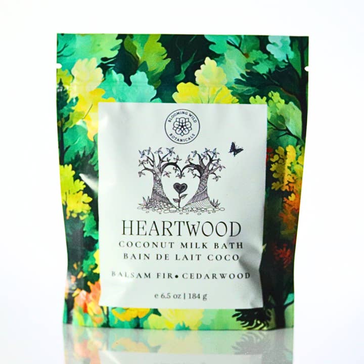 Heartwood Coconut Milk Bath Salt Sachet | Fir, Cedar, Orange for wholesale by Blooming Wild Botanicals
