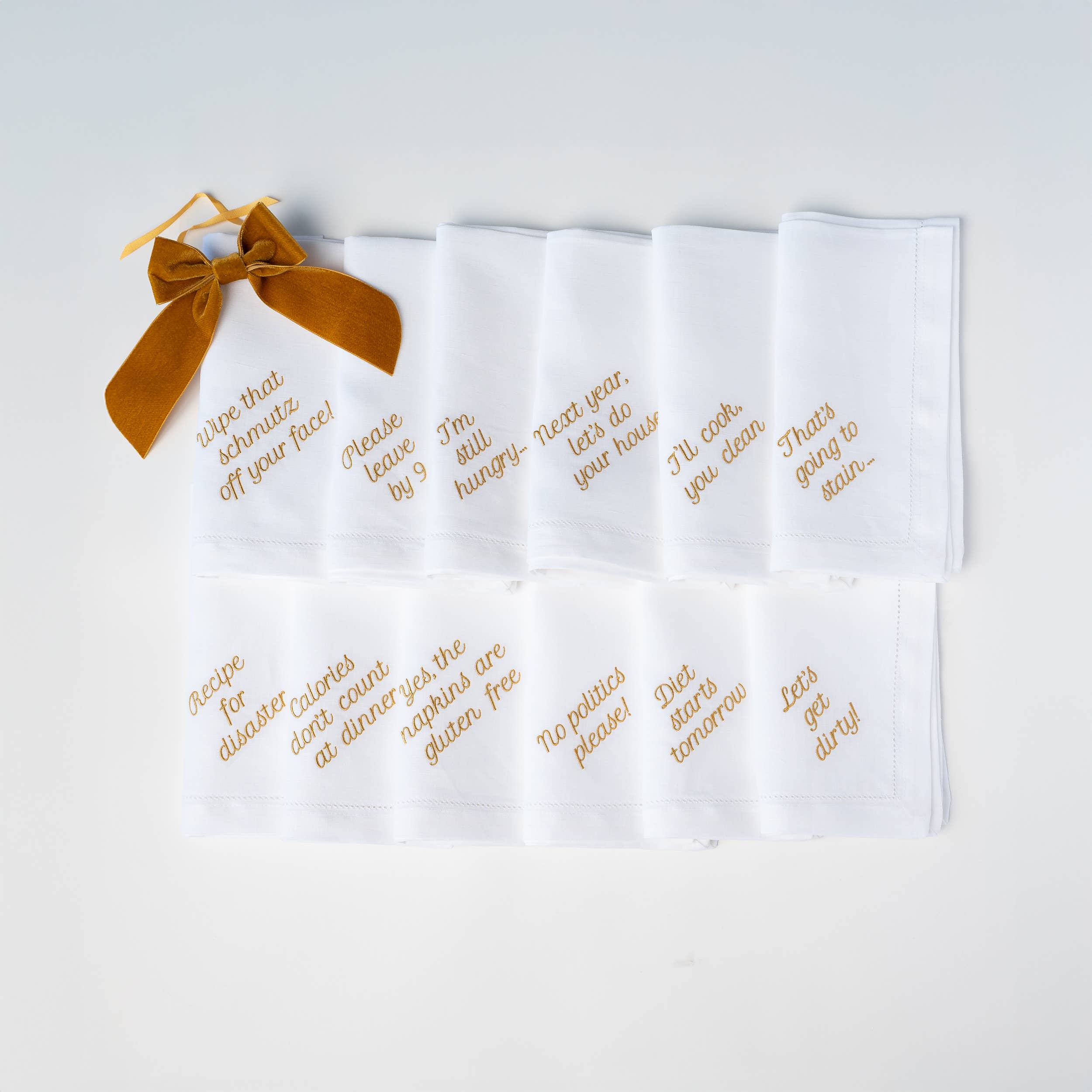 No Reservations – Großhandel Papier- & Stoffserviette – Gemischte Botschaften Leinen-Servietten – Set mit 12 Stück0