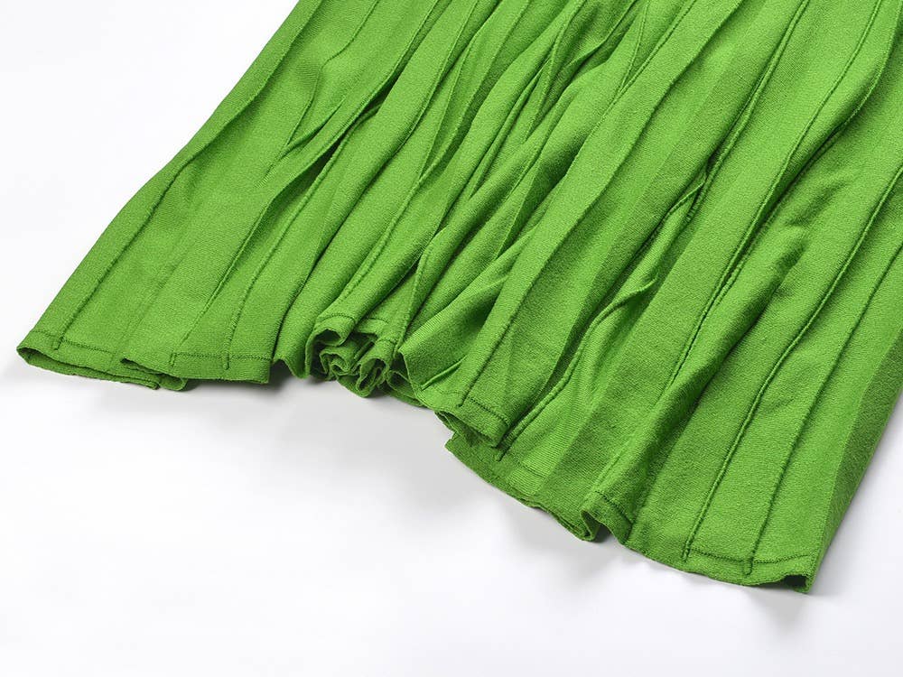 Productseeker - Vente Robe – femme - Robe plissée d'été verte style western chic à épaules dénudées7