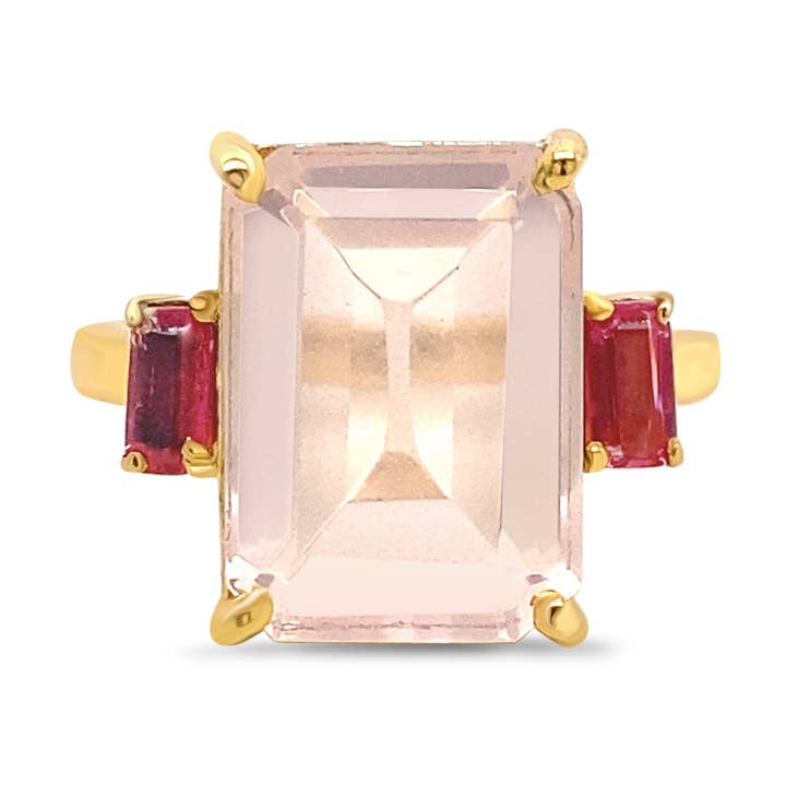 Rosings Ring in Rosenquarz und Pinktopas für den Großhandel von Gem Bazaar Jewellery