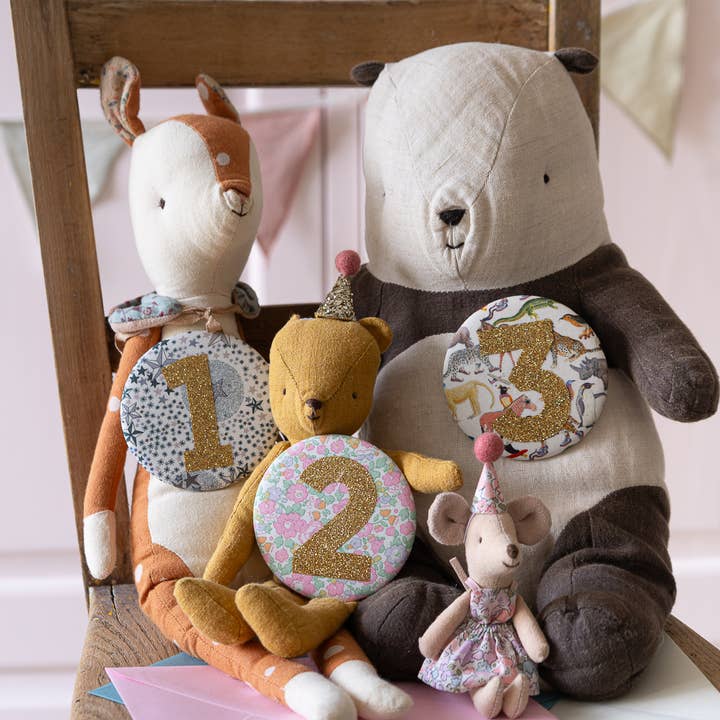 The Charming Press - Wholesale Birthday Card - Birthday Badge Age 2 - Liberty Betsy Ann Fabric
