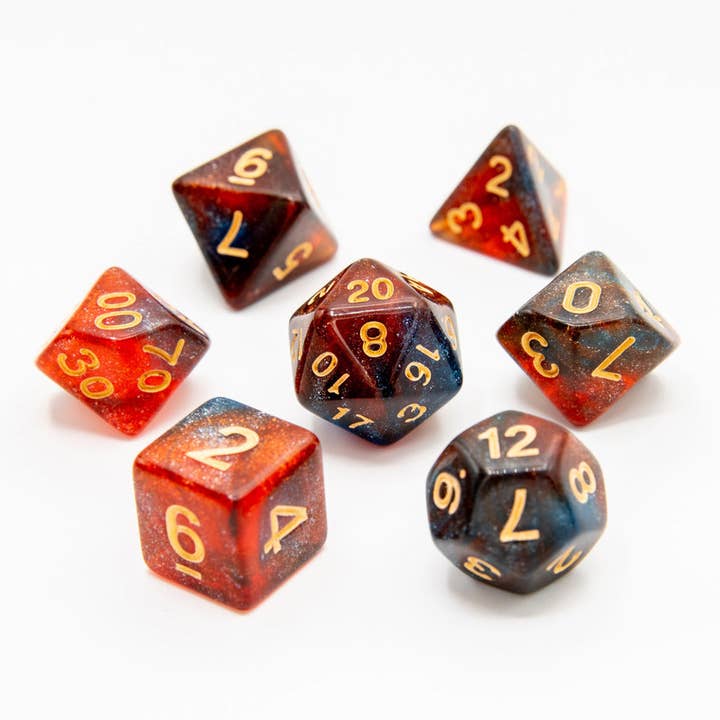 Berry Blaze | Acrylic Dice | 7 Piece Set for wholesale by Tabletop Dominion Limited