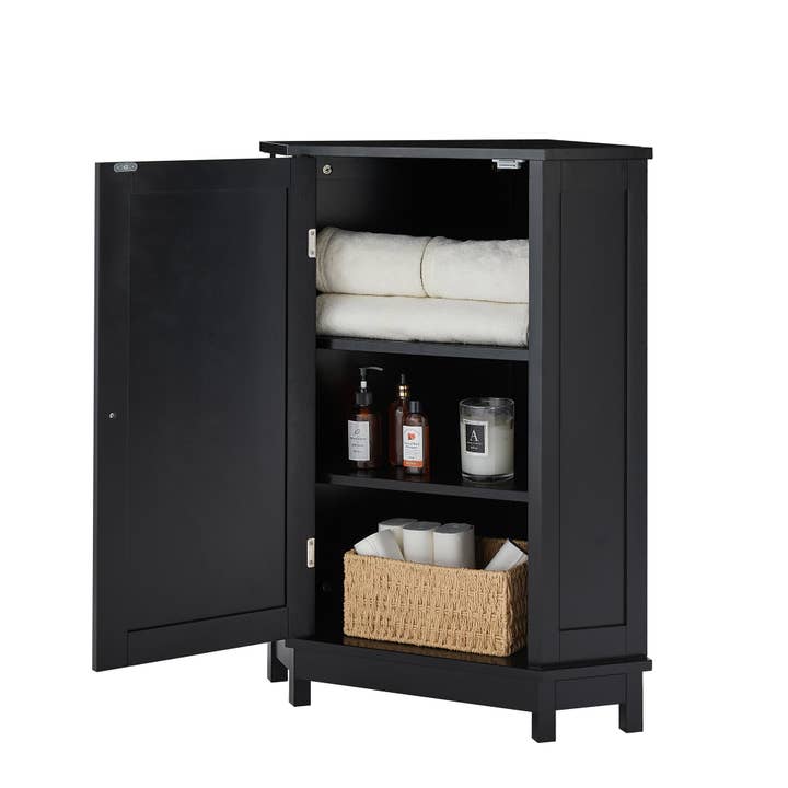 Orange County Decor - Wholesale Cabinet - Black Bathroom Cabinet Triangle Corner Storage Cabinet With Adjustable Shelf Modern Style Mdf Board Black Mdf11