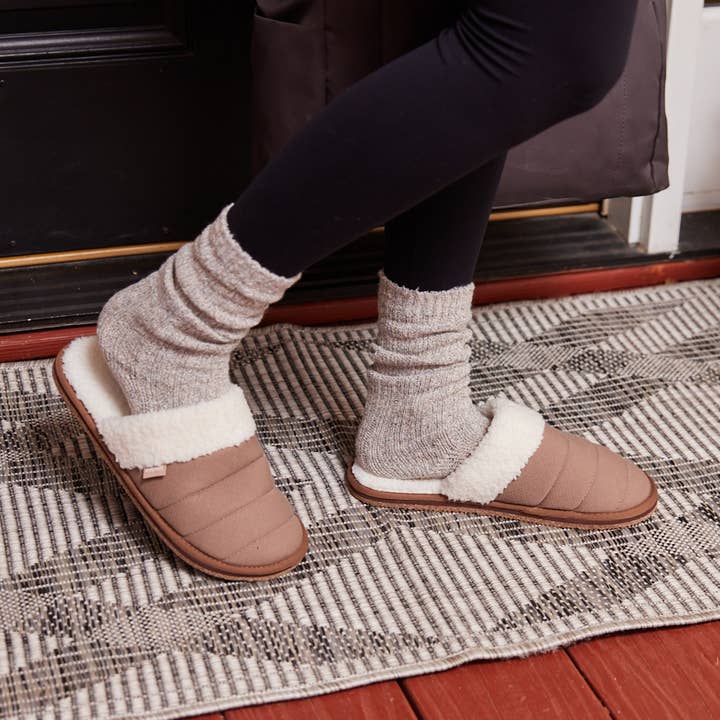 Women's Aurora Portabello Mule | Tan Cozy Mule for wholesale by Feelgoodz