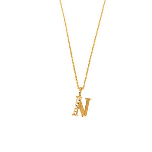 ST CZ GOLD LETTER 'N' NL for wholesale by Fabienne