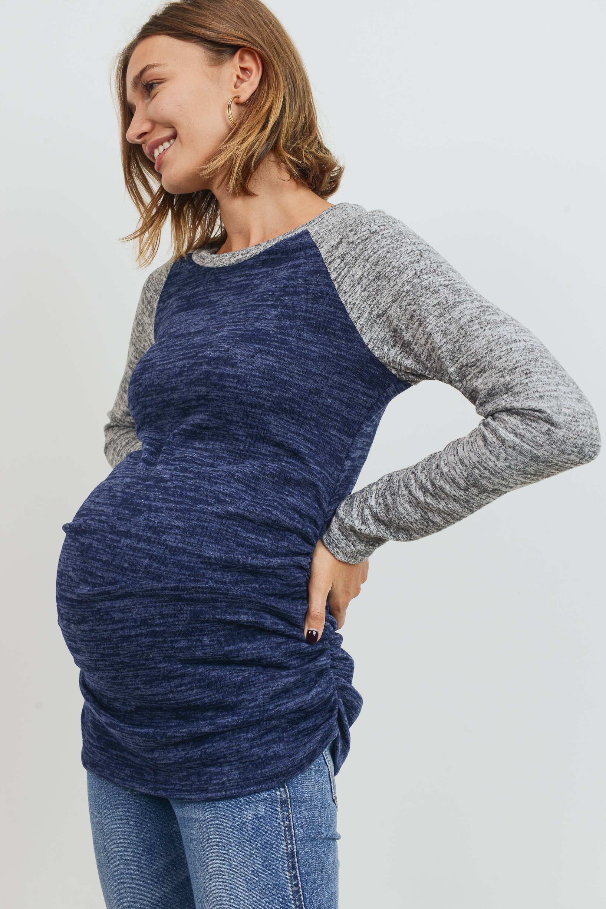 Hello Miz - Venta al por mayor Camiseta corta - Jersey color block jersey tejido maternidad14