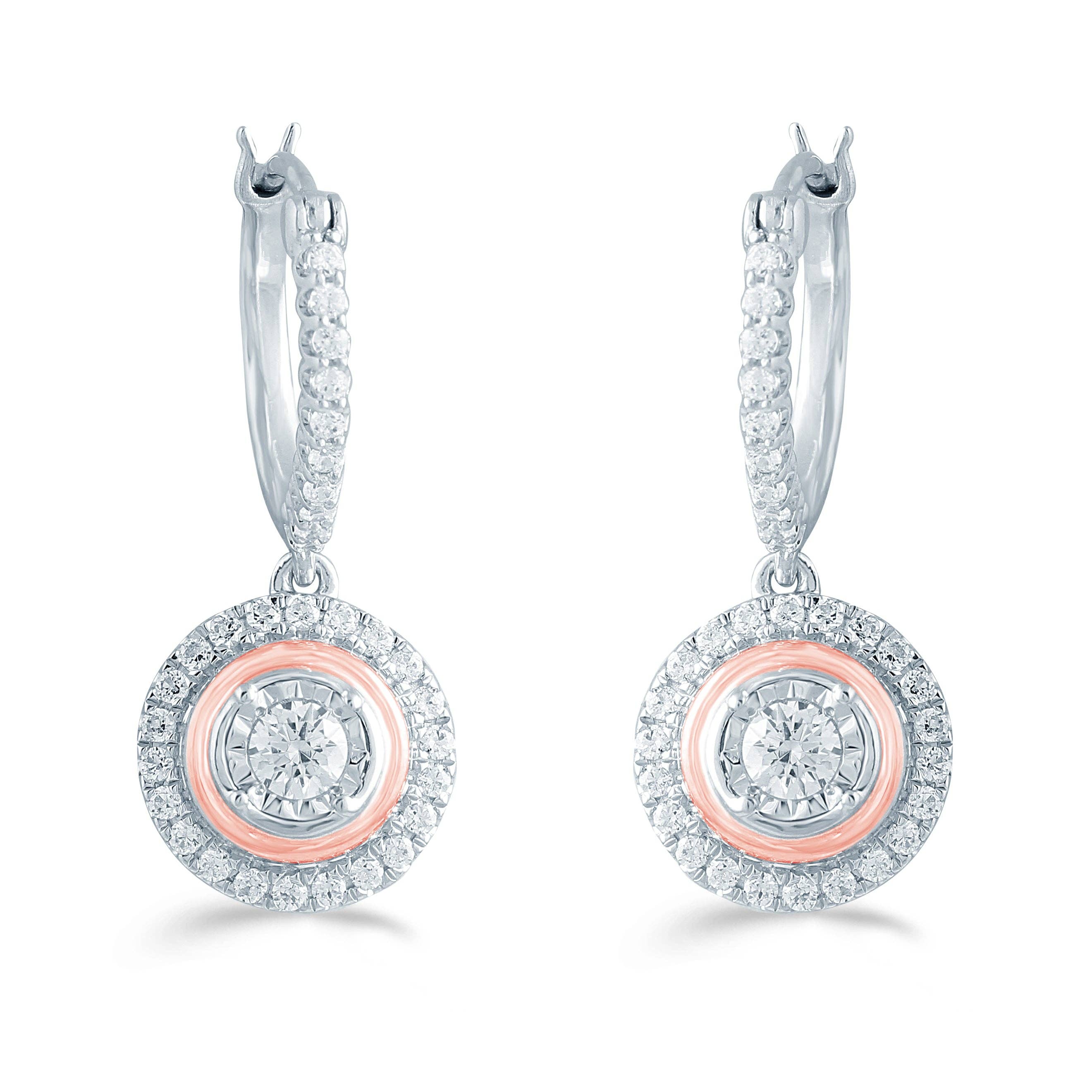 Fifth and Fine - Wholesale Jewelry Set - Set of 2 3/4CT TW Diamond Round Halo Fashion Pendant & Earri3