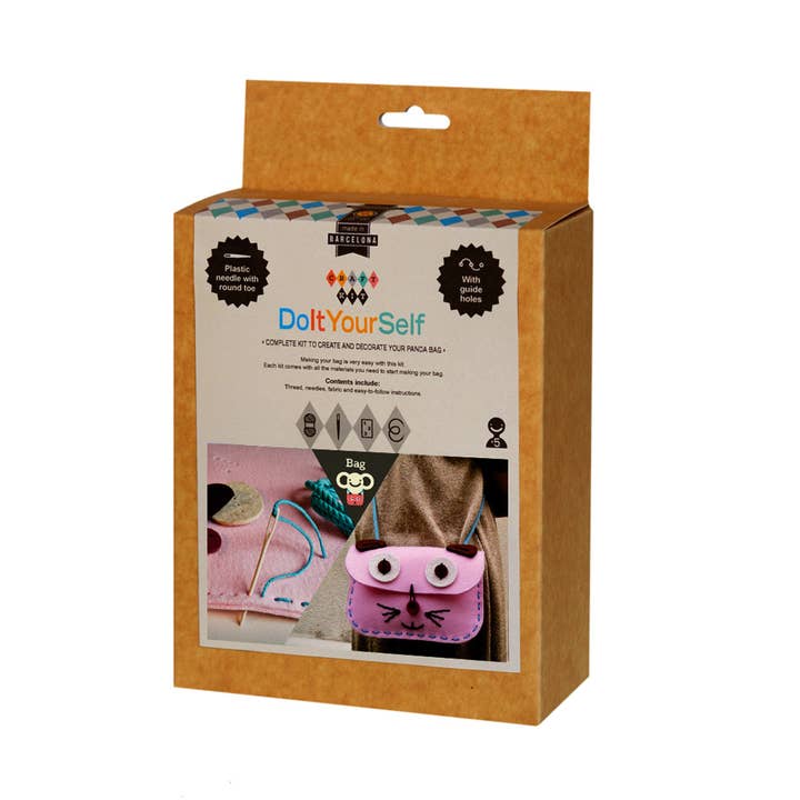 aPunt Barcelona - Vendita all'ingrosso Kit per lavoretti fai da te - Bambini - Kit regalo per bambini per realizzare una borsa rosa per gatti2