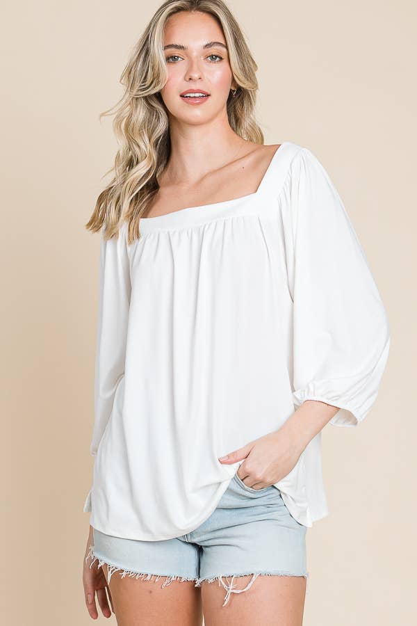 Culture Code - Wholesale Blouse - Women's - CJT1403Q - SQUARE NECK FLARE 3/4 SLEEVE TOP17