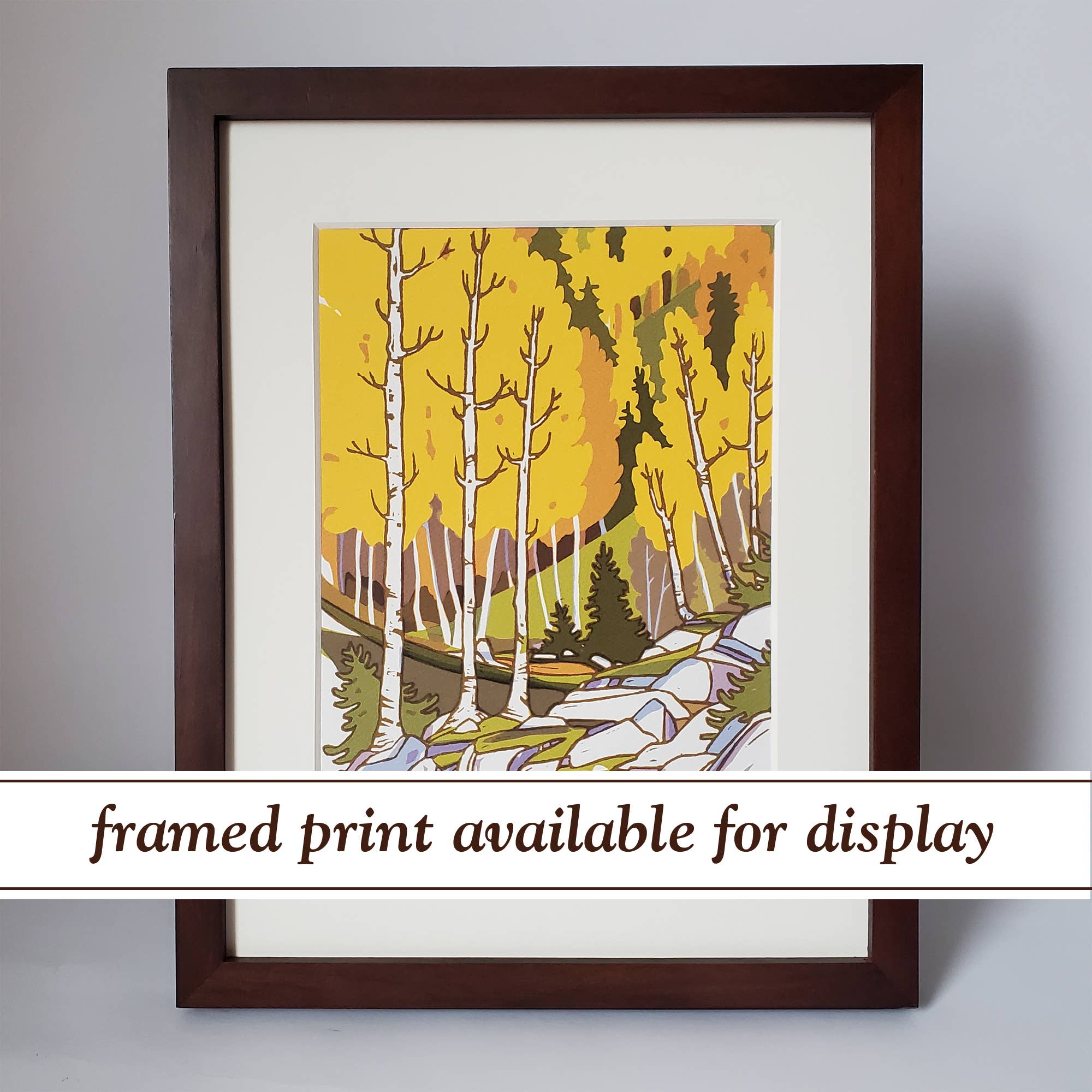 Little Green - Wholesale Art Print - Aspen Landscape Matted Art Print Giclee Reproduction, Block Print4
