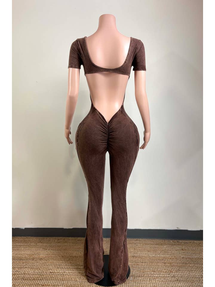 Dalia Studio - Wholesale Jumpsuit - Women's - MINERAL WASH OPEN BACK FLARE JUMPSUIT6