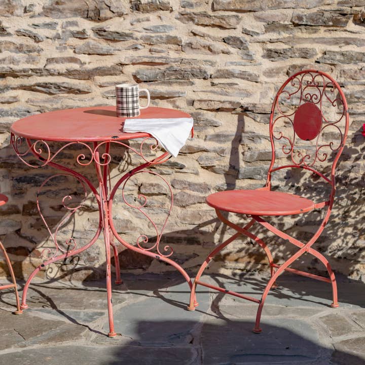 Zaer Ltd. International - Vente Salon de terrasse - Chaise et table rondes « Le Chardenoux 1908", 3 pièces, 3 couleurs2