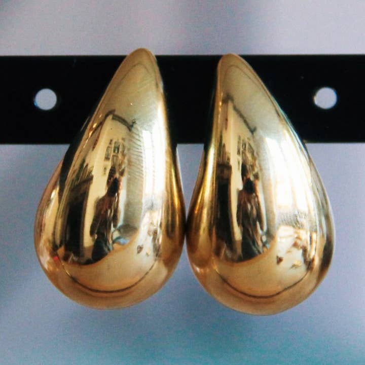 Stainless steel drop earring - shine/gold for wholesale by Bazou