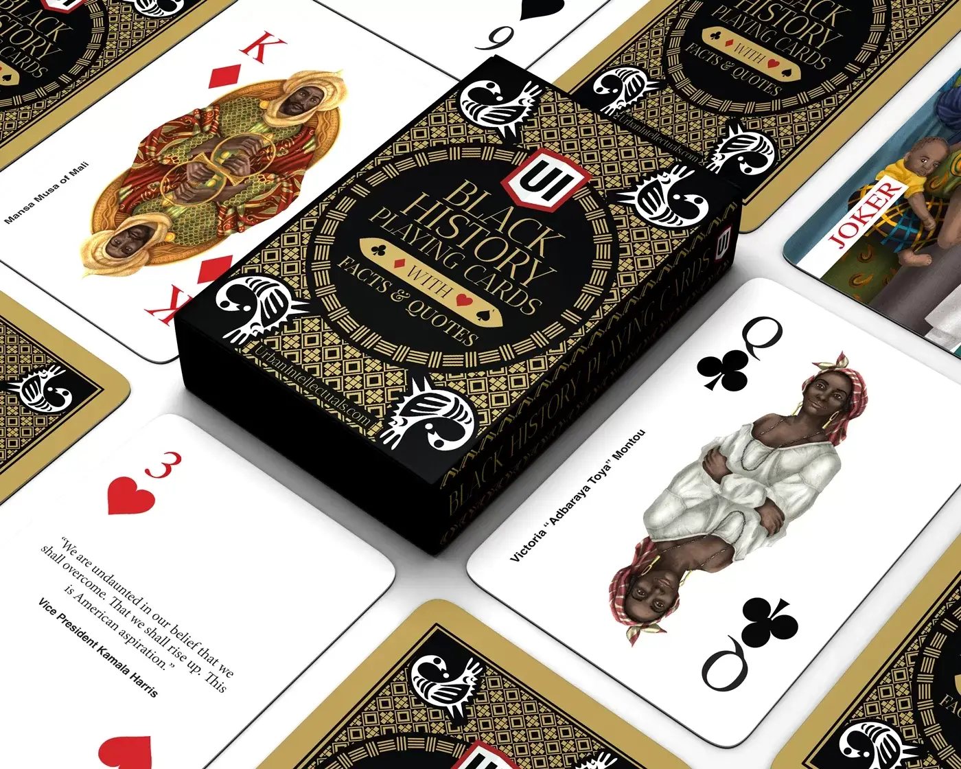 Urban Intellectuals, Inc - Wholesale Playing Cards - Black History Playing Cards w/ custom illustrations & facts2