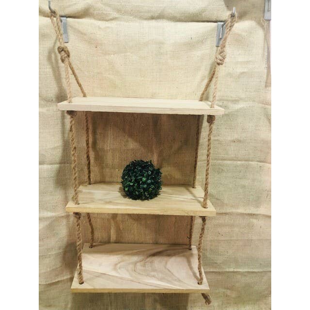 Midwest Craft House - Wholesale Wall Mounted Shelf - 3 Tier Hanging Rope Shelf1