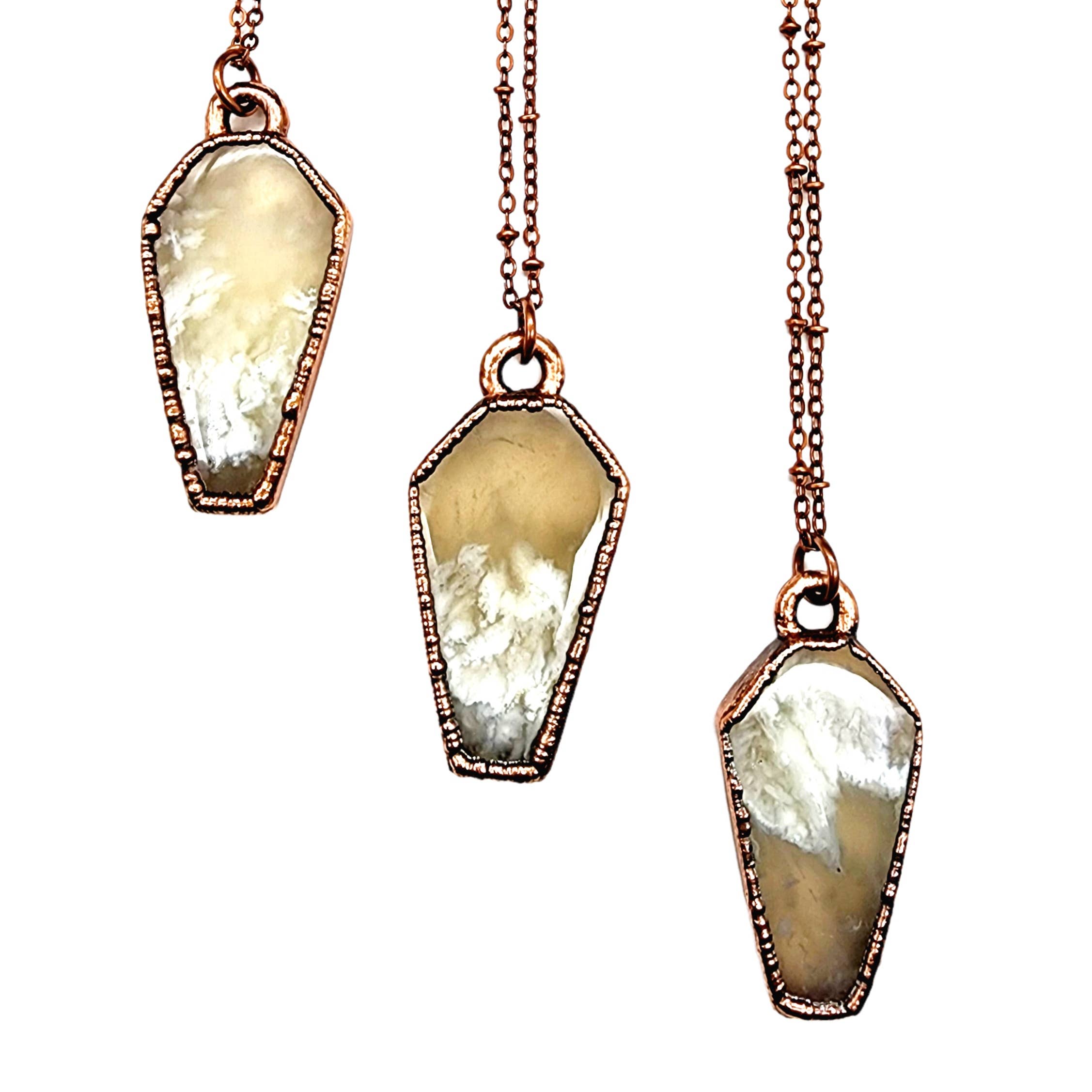 MergingMetals - Wholesale Halskettinghanger - Flower Agate Coffin ketting0