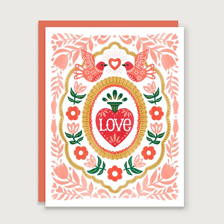 Love Birds Shield - Wedding Card for wholesale by Monkey Mind Design