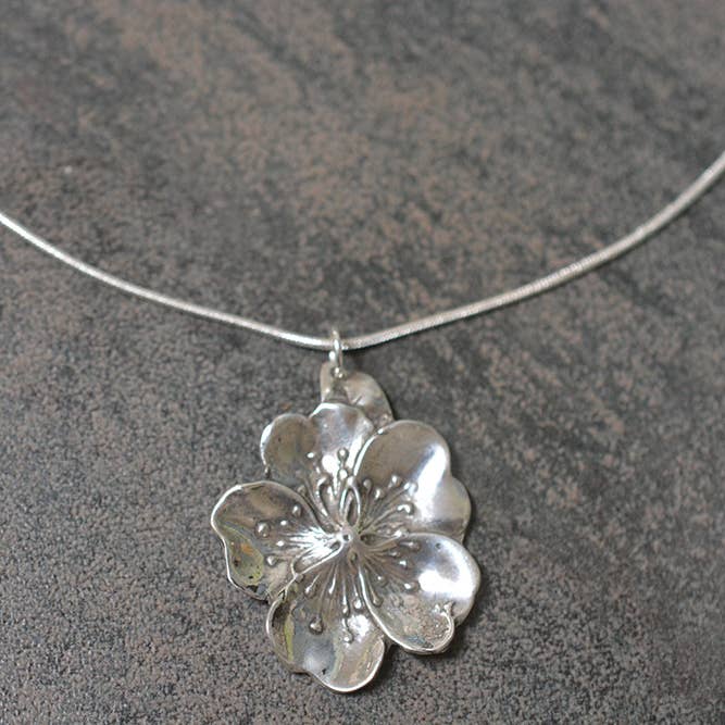 Cherry Blossom Necklace for wholesale by Hi Octane | SilverBotanica