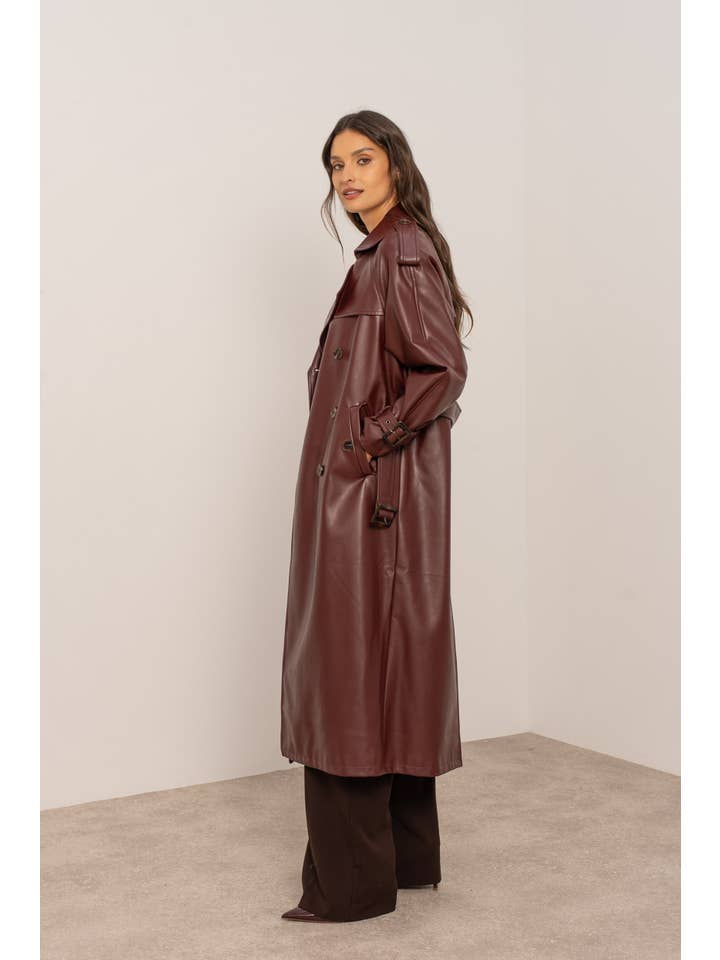 Attentif Paris - Wholesale Trench Coat - Women's - Long vegan leather trench coat16