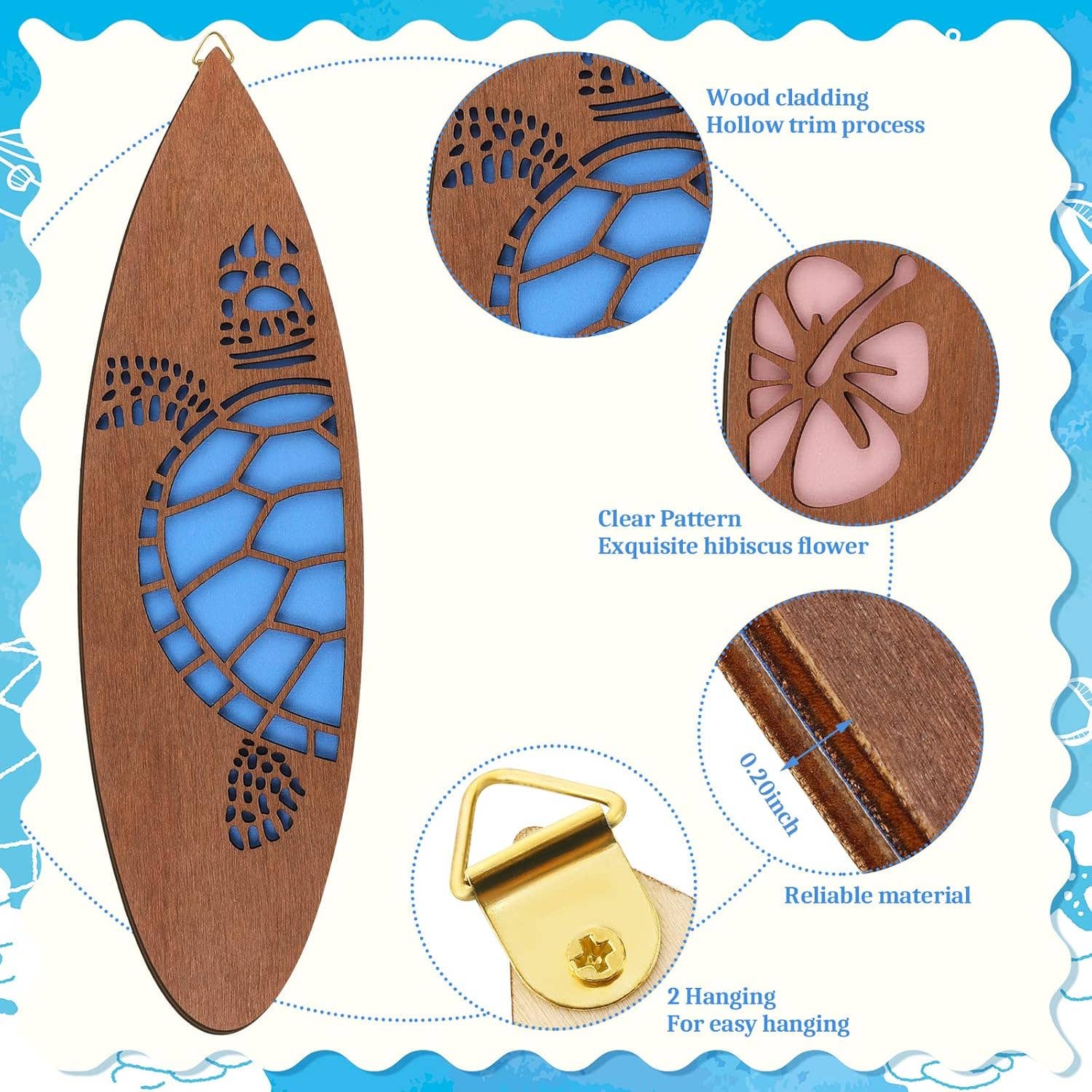 giftland - Vente Enseigne murale - Ensemble de 3 plaques murales sur le thème surf1