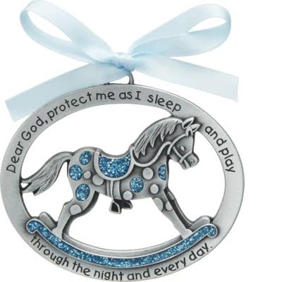 Abbey + CA Gift - Wholesale Ornament - Blue Rocking Horse Crib Medal2