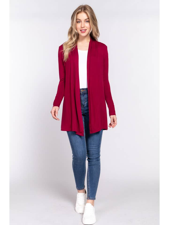 Active Basic | Active USA - Vente Cardigan – femme - Cardigan long à manches longues en jersey de rayonne ouvert sur le devant7