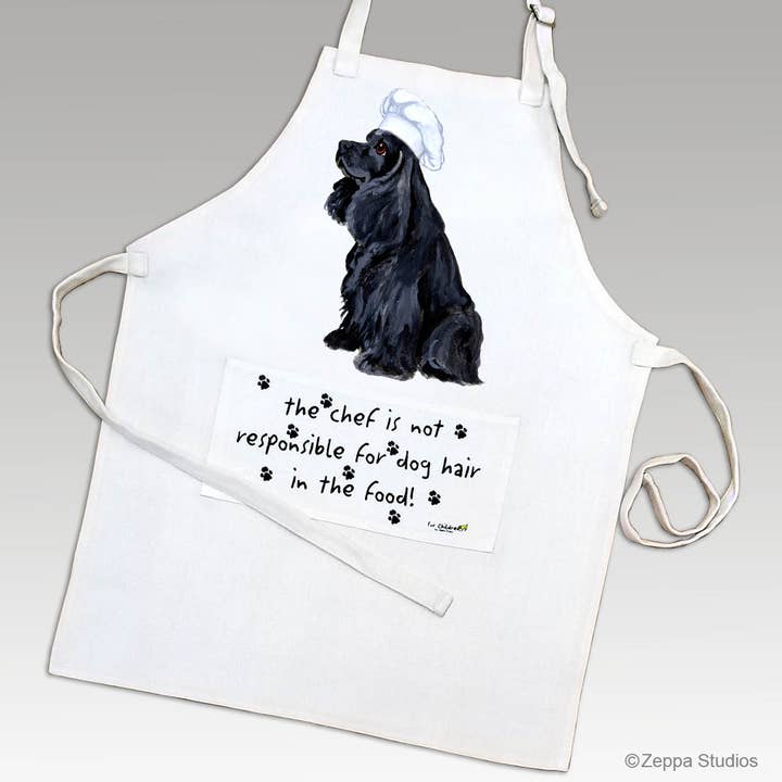 American Cocker Spaniel, Black Apron for wholesale by Zeppa Studios